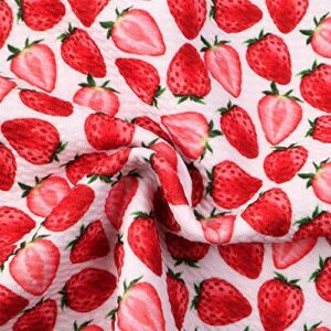 david angie fruit pattern strawberry printed bullet textured liverpool fabric 4 way stretch spandex knit fabric by the yard for head wrap accessories (strawberry)