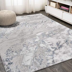 jonathan y sor203b-4 swirl marbled abstract indoor area-rug contemporary casual transitional easy-cleaning bedroom kitchen living room non shedding, 4 x 6, gray/blue