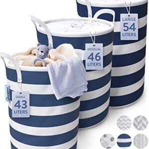 GLAMPERS Laundry Hamper 43/46/54L | Large Laundry Baskets with Sturdy Handles | Collapsible Kids Hamper for Dirty Clothes, Toys | Large, Navy
