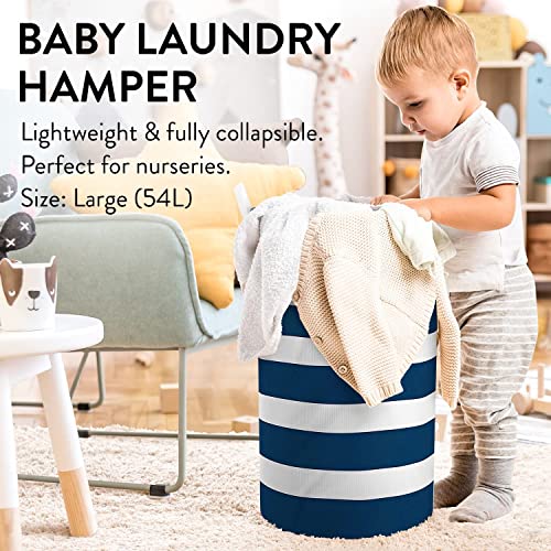 GLAMPERS Laundry Hamper 43/46/54L | Large Laundry Baskets with Sturdy Handles | Collapsible Kids Hamper for Dirty Clothes, Toys | Large, Navy