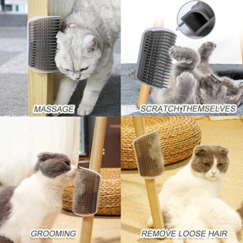 4 Pack Cat Corner Face Scratcher Cat Self Groomer Wall Mount Self Grooming Brush Massage Comb for Long & Short Fur Kitten Cats