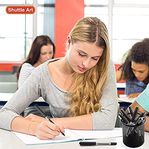 Shuttle Art RollerBall Pens, 50 Pack Black Fine Point Roller Ball Pens, 0.5mm Liquid Ink Pens for Writing Journaling Taking Notes School Office