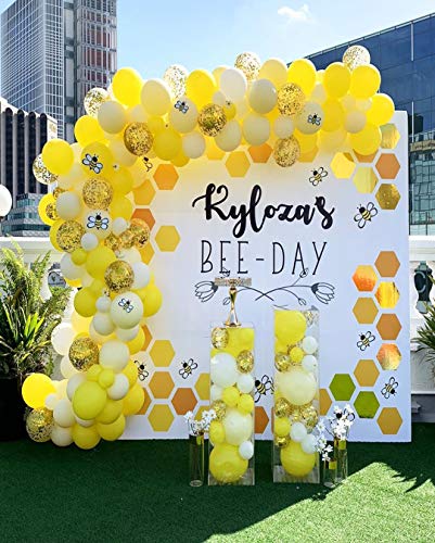 121pcs Yellow Balloons, Balloon Garland Arch Kit, Honeybee Theme Gender Reveal Baby Shower Party Supplies Decorations for Girl and Boy, Birthday Wedding Bridal Anniversary Baptism Party Decorations