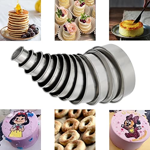 DflowerK Cookie Cutter Set Circle Cookie Cutters 12 Round Biscuit Pastry Cutter 304 Stainless Steel Ring Baking Mold for Dough Donut Scone (Plain Edge)