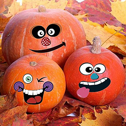 36 Pack Halloween Pumpkin Decorating Stickers Mini Make 36 Small Pumpkin Face Stickers for Halloween Kids Toddlers Party Favors Halloween Treats Stickers Gifts 18 Sheets
