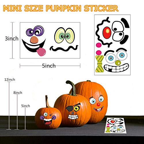 36 Pack Halloween Pumpkin Decorating Stickers Mini Make 36 Small Pumpkin Face Stickers for Halloween Kids Toddlers Party Favors Halloween Treats Stickers Gifts 18 Sheets