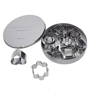 dflowerk 24 mini cookie cutters shapes set biscuit cutters stainless steel metal baking molds for pastry dough donut fruit fondant clay
