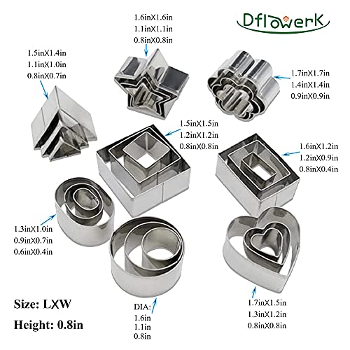 DflowerK 24 Mini Cookie Cutters Shapes Set Biscuit Cutters Stainless Steel Metal Baking Molds for Pastry Dough Donut Fruit Fondant Clay