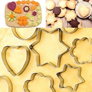 DflowerK 24 Mini Cookie Cutters Shapes Set Biscuit Cutters Stainless Steel Metal Baking Molds for Pastry Dough Donut Fruit Fondant Clay