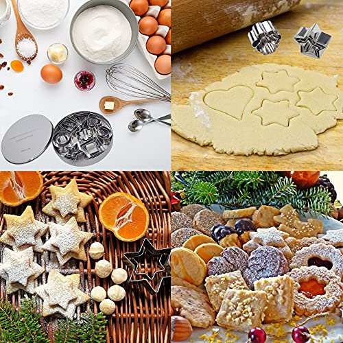 DflowerK 24 Mini Cookie Cutters Shapes Set Biscuit Cutters Stainless Steel Metal Baking Molds for Pastry Dough Donut Fruit Fondant Clay