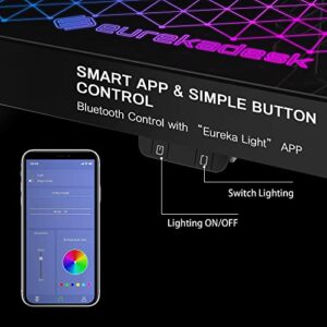 EUREKA ERGONOMIC RGB LED Gaming Desk, Music Sync Lights Up Tempered Glass Desktop, 43" GTG I43 Home Office Computer Table W Controller Rack 4 USB Charging Ports, APP Control