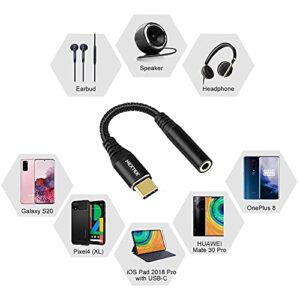 USB C to 3.5MM Audio Adapter,Android Headphone Jack Adapter,USB Type C to AUX Audio Hi-Res DAC Braided Nylon,Cable Adapter for Pixel 4 Samsung Galaxy S21 S20 Ultra S20+ Note 20 OnePlus 7T and More