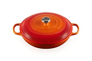 le creuset enameled cast iron signature braiser, 5 qt. , flame