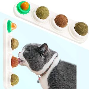 STARROAD-TIM Catnip Balls Catnip Toy for Cats Rotatable Edible Balls Natural Healthy Self-Adhesive Catnip Edible Balls (White)