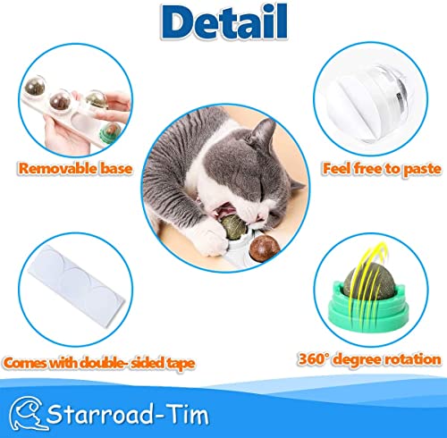 STARROAD-TIM Catnip Balls Catnip Toy for Cats Rotatable Edible Balls Natural Healthy Self-Adhesive Catnip Edible Balls (White)