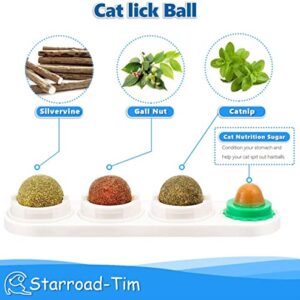 STARROAD-TIM Catnip Balls Catnip Toy for Cats Rotatable Edible Balls Natural Healthy Self-Adhesive Catnip Edible Balls (White)