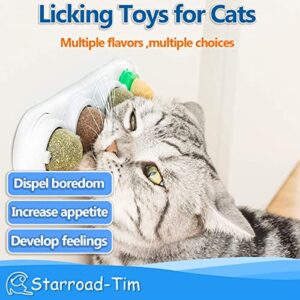 STARROAD-TIM Catnip Balls Catnip Toy for Cats Rotatable Edible Balls Natural Healthy Self-Adhesive Catnip Edible Balls (White)