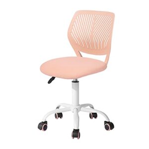 geniqua children task chair lumbar mid back adjustable height study computer chair with mesh seat casters for home office, school, rose pink