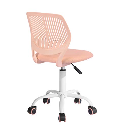 Geniqua Children Task Chair Lumbar Mid Back Adjustable Height Study Computer Chair with Mesh Seat Casters for Home Office, School, Rose Pink