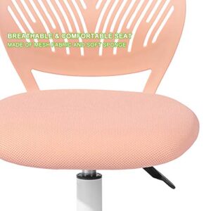 Geniqua Children Task Chair Lumbar Mid Back Adjustable Height Study Computer Chair with Mesh Seat Casters for Home Office, School, Rose Pink