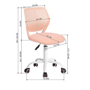 Geniqua Children Task Chair Lumbar Mid Back Adjustable Height Study Computer Chair with Mesh Seat Casters for Home Office, School, Rose Pink