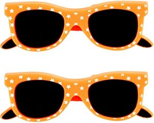 themed beach towel clips, pool towel accessory, portable heavy-duty plastic clamps, (set of 2), orange sunglasses