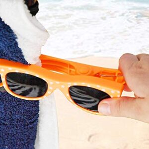 Themed Beach Towel Clips, Pool Towel Accessory, Portable Heavy-Duty Plastic Clamps, (Set of 2), Orange Sunglasses