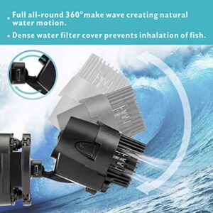 AQQA Aquarium Wavemaker Circulation Pump,360°Adjustable Ultra-silence Magnetic Mount Suction Submersible Powerhead Pump,530GPH Flow For Freshwater or Saltwater Fish Tank (3W 530GPH)