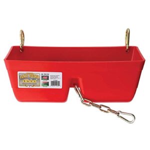 Little Giant FF16RED 9 Quart Heavy Duty Plastic Feed Trough Bucket Fence Feeder with Clips for Livestock & Pets, Red (2 Pack)