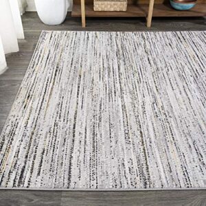 JONATHAN Y SOR200A-5 Loom Modern Strie' Indoor Area-Rug Solid Striped Casual Transitional Easy-Cleaning Bedroom Kitchen Living Room Non Shedding, 5 ft x 8 ft, Gray/Black