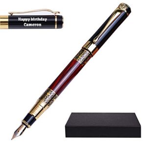 ancolo personalized fountain pen- quality pen custom engraved your own name, slogan,logo,company team name, perfect for writer, professor, calligrapher, students-metal body black ink perfect for bank