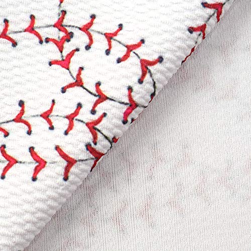 David Angie Baseball Printed Bullet Textured Liverpool Fabric 4 Way Stretch Spandex Knit Fabric by The Yard for Head Wrap Accessories (Baseball)