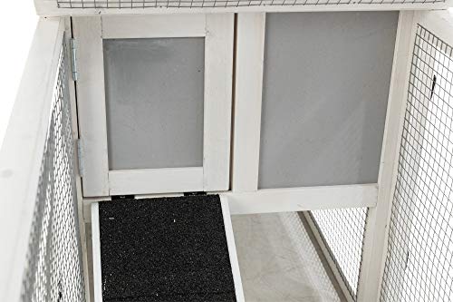 TRIXIE Natura Insulated Rabbit Hutch with Large Run, Hinged Peaked Roof, 2-Story with Ramp, for Rabbits or Guinea Pigs, Gray/White