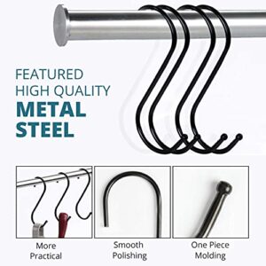 Remzly 30 Pack S Hooks for Hanging 3.5 Inch | Heavy Duty Carbon Steel Hangers for Kitchen Utensils, Plants, Pot, Pan, Cups, Towels – Black