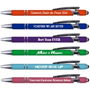 greeting pen team building and employee appreciation pen sets with soft touch coated metal and stylus 6 pack 36094