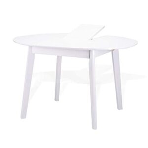 extendable round dining room table modern solid wood, white color