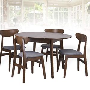 Extendable Round Dining Room Table Modern Solid Wood, White Color