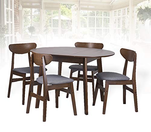 Extendable Round Dining Room Table Modern Solid Wood, White Color