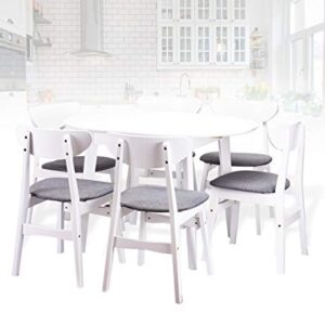 Extendable Round Dining Room Table Modern Solid Wood, White Color