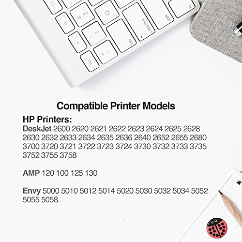 Limeink 5 Remanufactured Ink Cartridge Replacement for 65XL 65 XL High Yield for HP DeskJet 2600 2622 2652 2655 3700 3720 3722 3752 3755 Envy 5000 5052 5055 Printer AMP 100 Black and Color Combo Pack