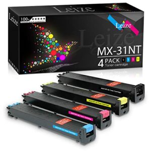 leize compatible toner cartridge replacement for sharp mx-31nt (mx-31ntba mx-31ntca mx-31ntma mx-31ntya) high yield use for mx-2301n 2600n 3100n 3101n 4100n 4101n 5000n 5001n printers [kcmy-4 pack]
