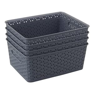 doryh woven plastic basket organizer, grey, 4 packs
