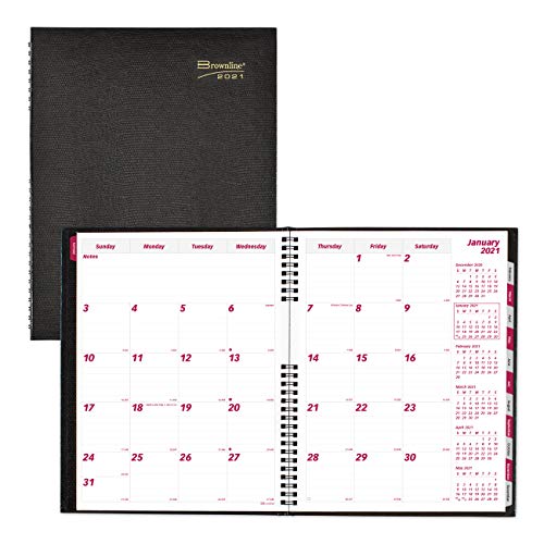 Brownline 2021 CoilProTM Monthly Planner, 14 Months (Dec 2020 - Jan 2022), Hard Cover, Black, 11 x 8.5 inches (CB1262C.BLK-21)