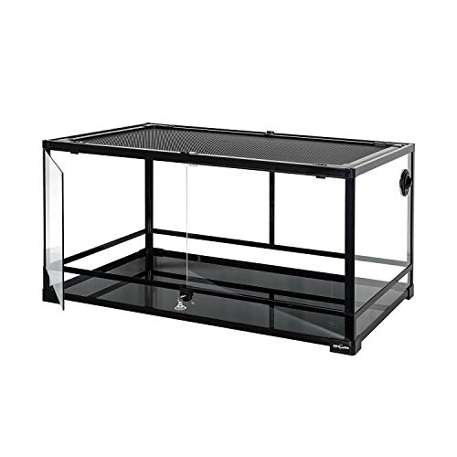 REPTI ZOO 67 Gallon Reptile Glass Terrarium, Double Hinge Door with Screen Ventilation Reptile Terrarium 36" x 24" x 18"(Knock-Down)