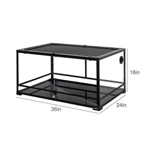 REPTI ZOO 67 Gallon Reptile Glass Terrarium, Double Hinge Door with Screen Ventilation Reptile Terrarium 36" x 24" x 18"(Knock-Down)