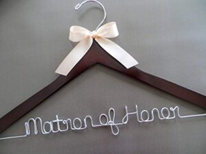 flowershave357 matron of honor hanger maid of honor hanger personalized wedding hanger with bow bridal hanger bridesmaid gift idea bridal party gift