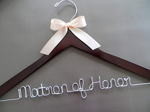 Flowershave357 Matron of Honor Hanger Maid of Honor Hanger Personalized Wedding Hanger with Bow Bridal Hanger Bridesmaid Gift Idea Bridal Party Gift