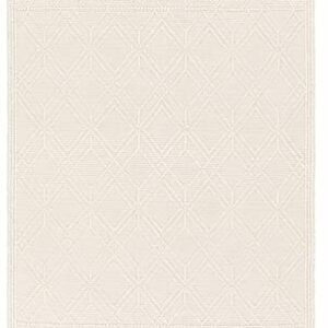 Leonardtown Moroccan Farmhouse Living Room Bedroom Wool Area Rug with Tassel - High Low, Wool - Moroccan Trellis - Hand Woven, Handmade, Beige, Grey, Light Brown - 5' x 7'6"