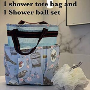 ROMYtendency Shower caddy, mesh shower tote bag, multi storage bath caddy with Shower ball set