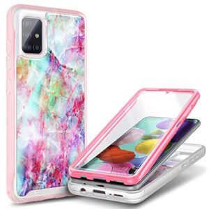 e-began case for samsung galaxy a51 5g with [built-in screen protector], (not fit a51 4g/5g uw verizon), full-body protective shockproof bumper cover, impact resist case -marble design fantasy